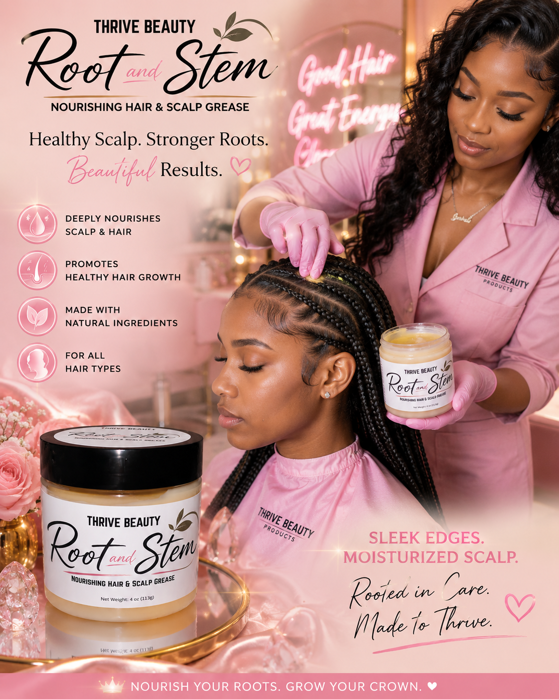 Root and Stem Hair and Scalp Grease